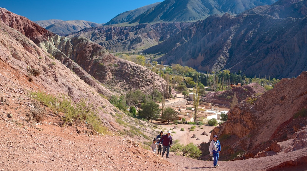 Purmamarca mostrando montagna, vista del deserto e escursioni o camminate