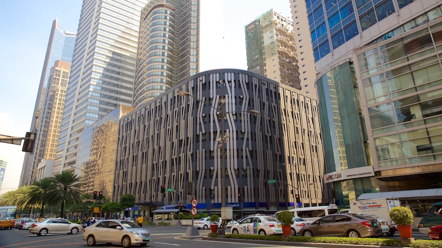 Makati featuring modern architecture and street scenes