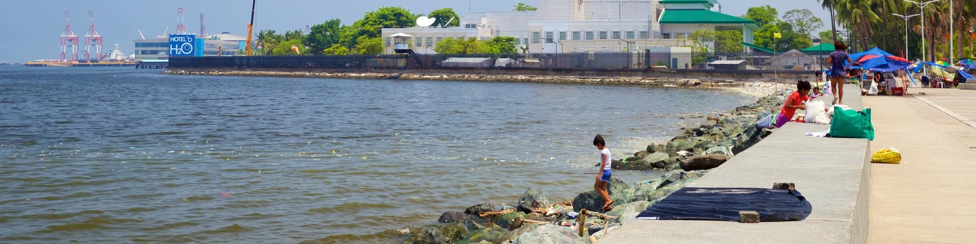 Manila Bay showing rocky coastline