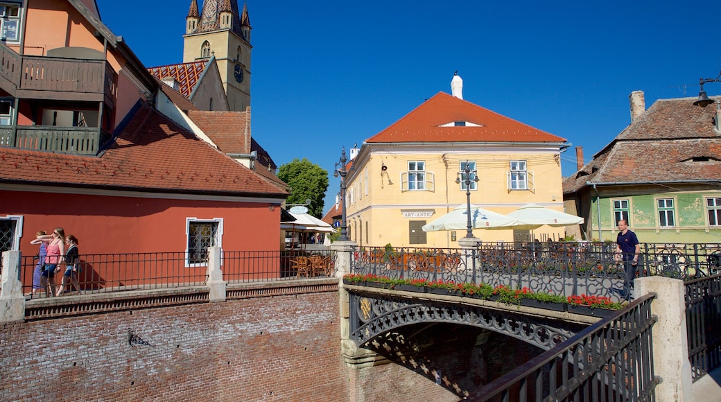 Sibiu featuring heritage architecture and a bridge