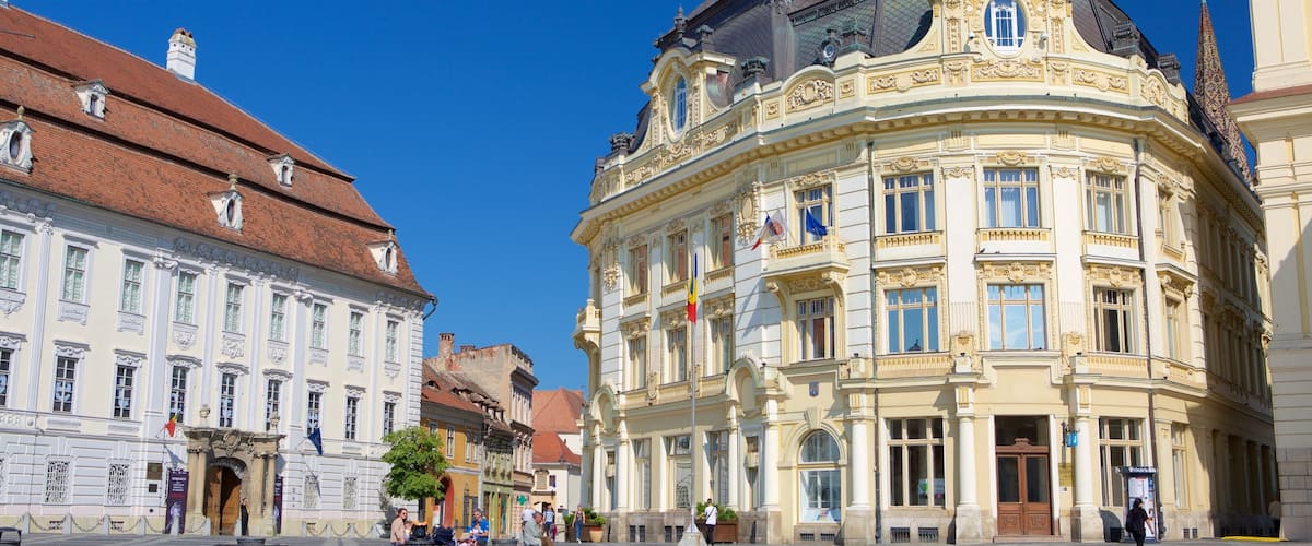 Piaţa Mare bevat een plein en historische architectuur