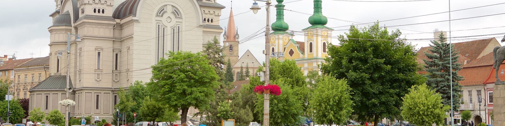 Tirgu Mures showing a square or plaza as well as a large group of people