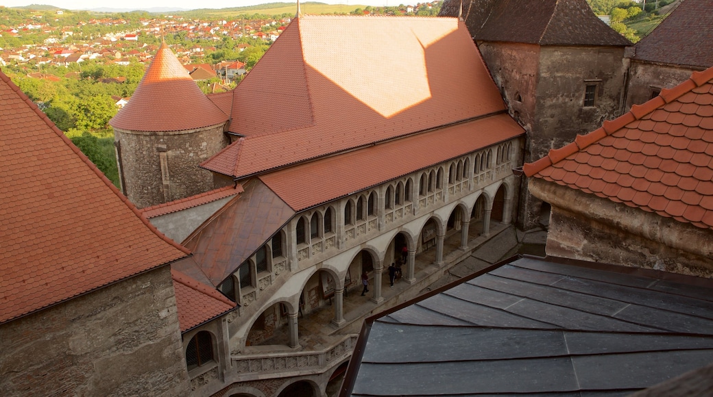 Castillo de Hunedoara ofreciendo un castillo y elementos patrimoniales