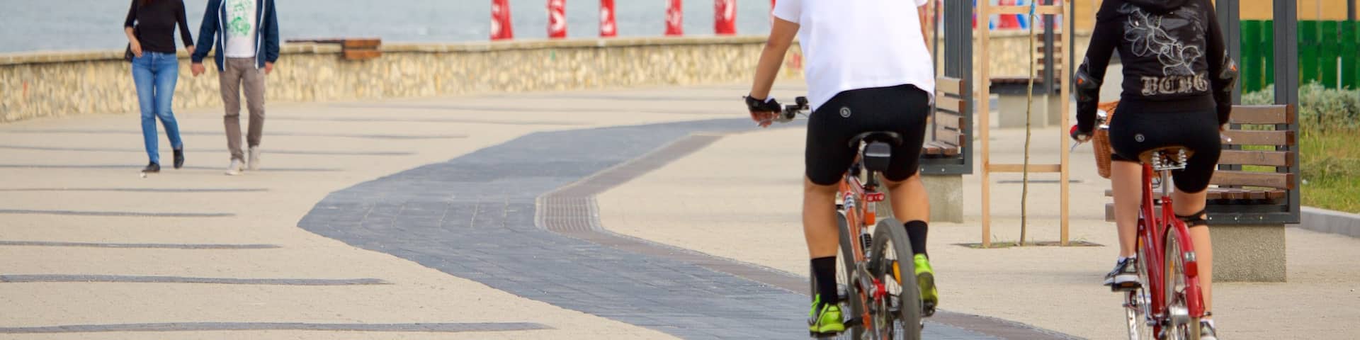 Playa de Mamaia que incluye ciclismo