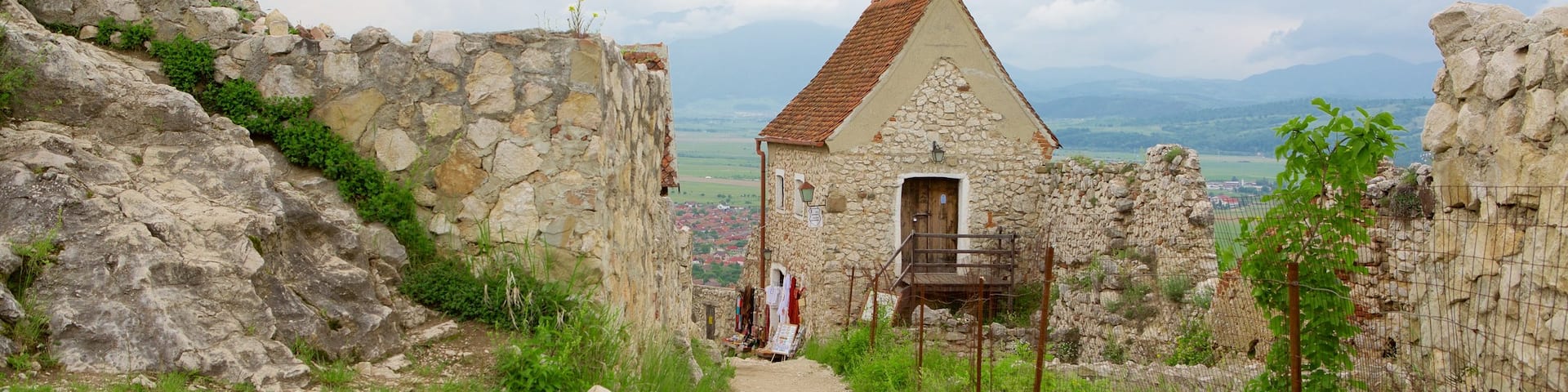 Rasnov Fortress showing building ruins