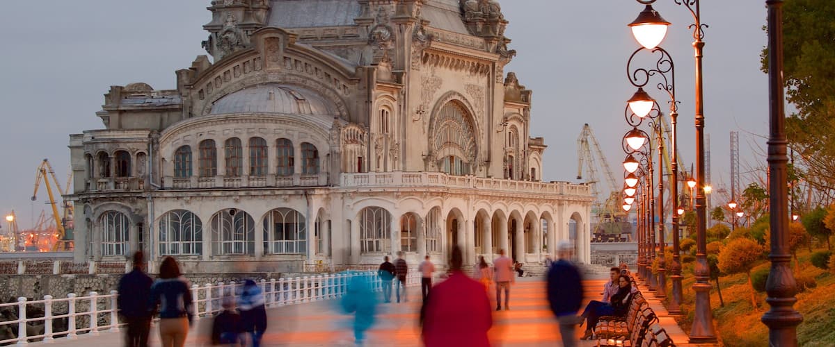Constanta Casino featuring a sunset