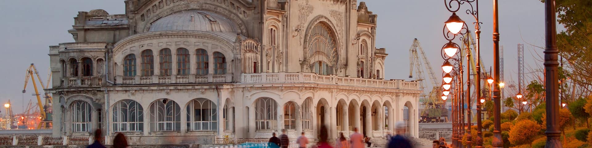 Constanta Casino featuring a sunset