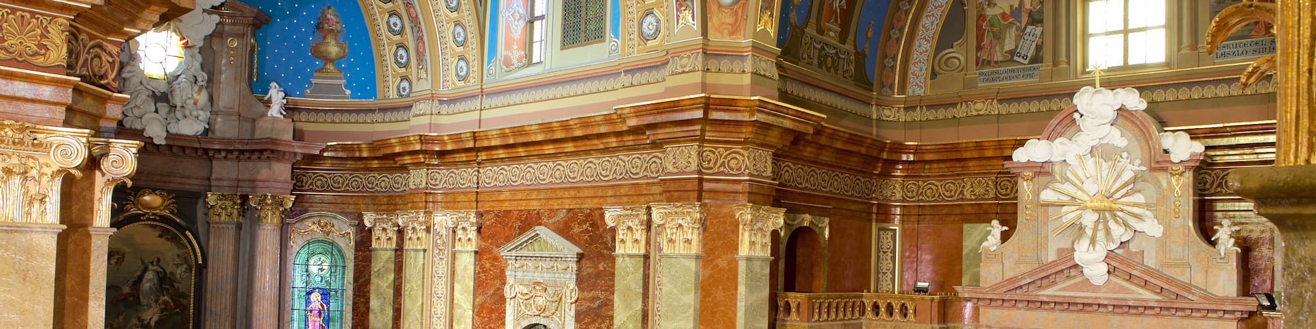 Roman Catholic Basilica which includes religious aspects, interior views and heritage architecture