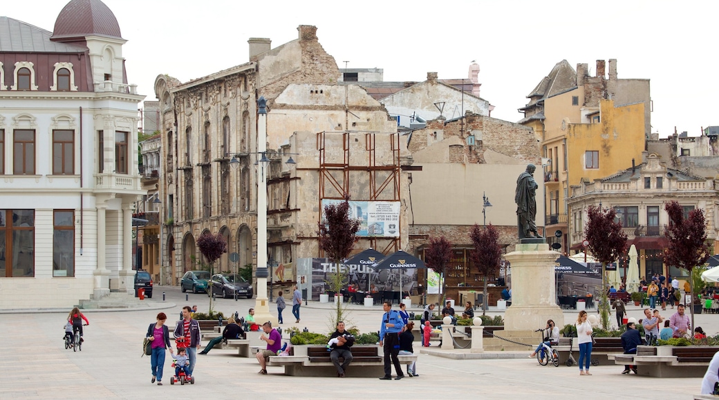 Ovid Square which includes heritage architecture and a square or plaza