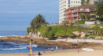 Cronulla Beach que inclui litoral rochoso e uma praia