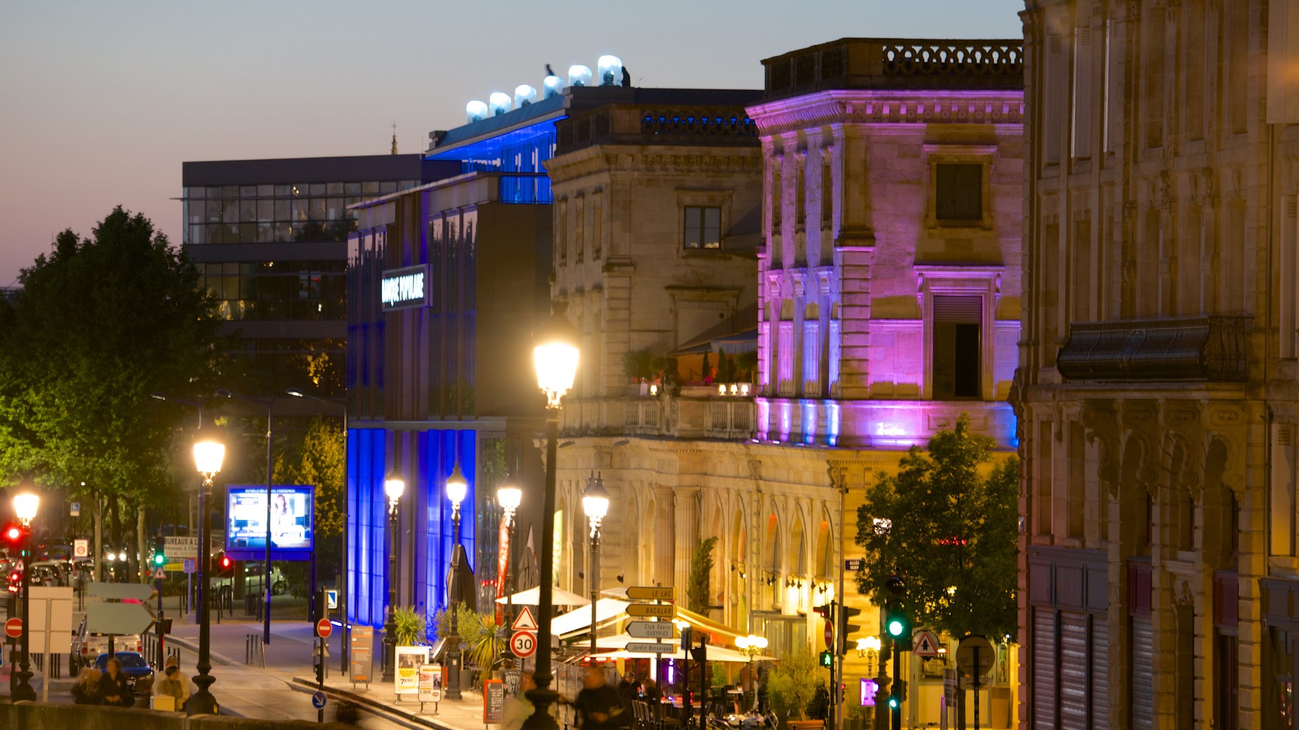 Bordeaux showing night scenes and a city