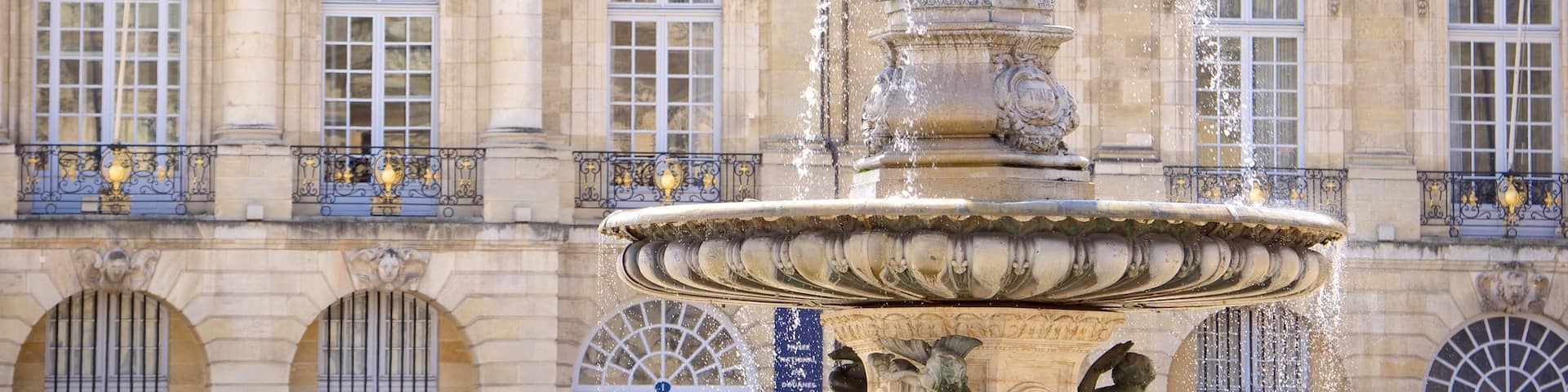 Place de la Bourse mettant en vedette fontaine et patrimoine architectural
