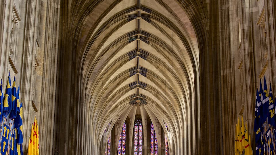 Sainte-Croix Cathedral which includes a church or cathedral, heritage architecture and interior views