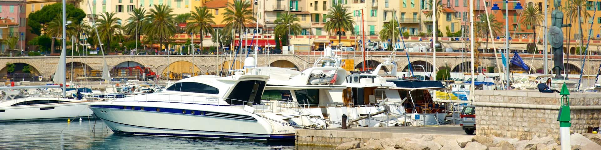 Menton montrant ville côtière et marina