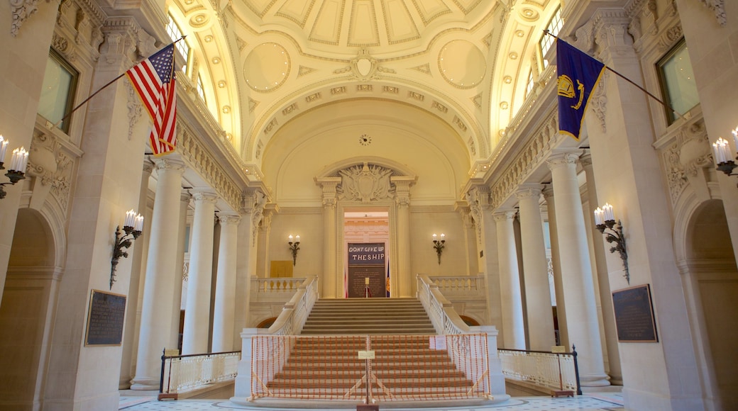 U.S. Naval Academy showing interior views, heritage architecture and military items