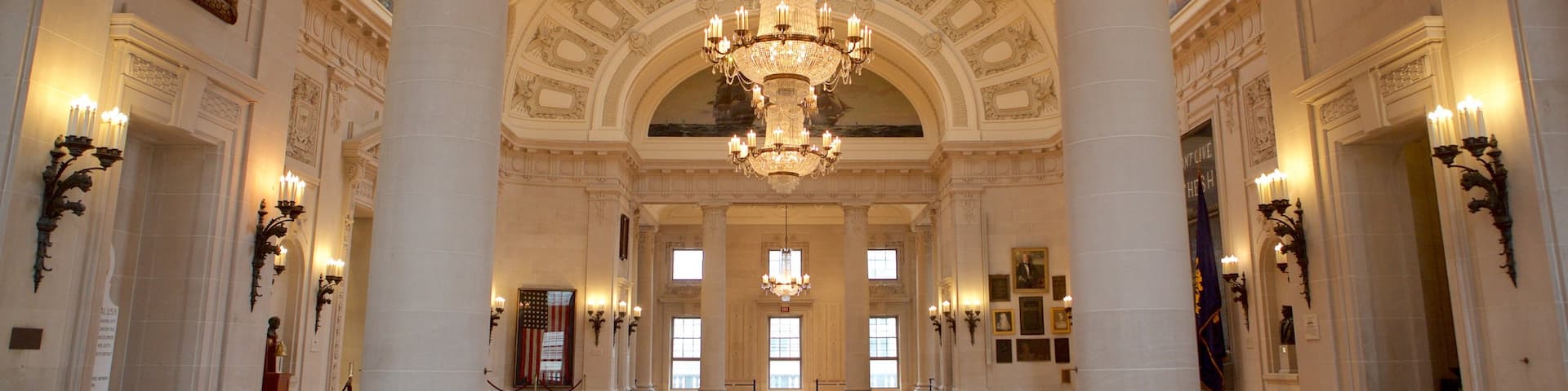 U.S. Naval Academy which includes heritage architecture, military items and interior views