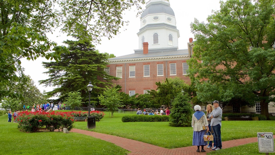 Maryland State House som inkluderar en administrativ byggnad och historisk arkitektur