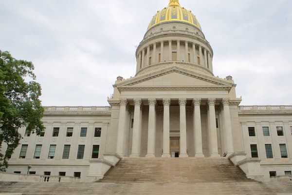 West Virginia State Capitol Building showing heritage architecture and an administrative building