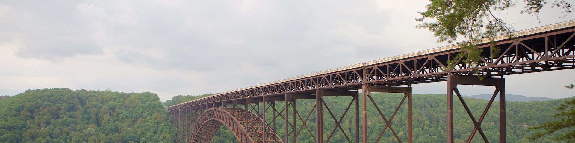 New River Gorge Bridge showing tranquil scenes, a bridge and a gorge or canyon