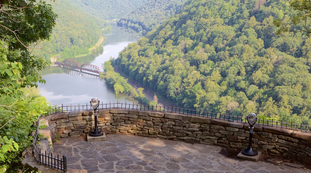 Hawks Nest State Park som inkluderar utsikter, stillsam natur och en å eller flod