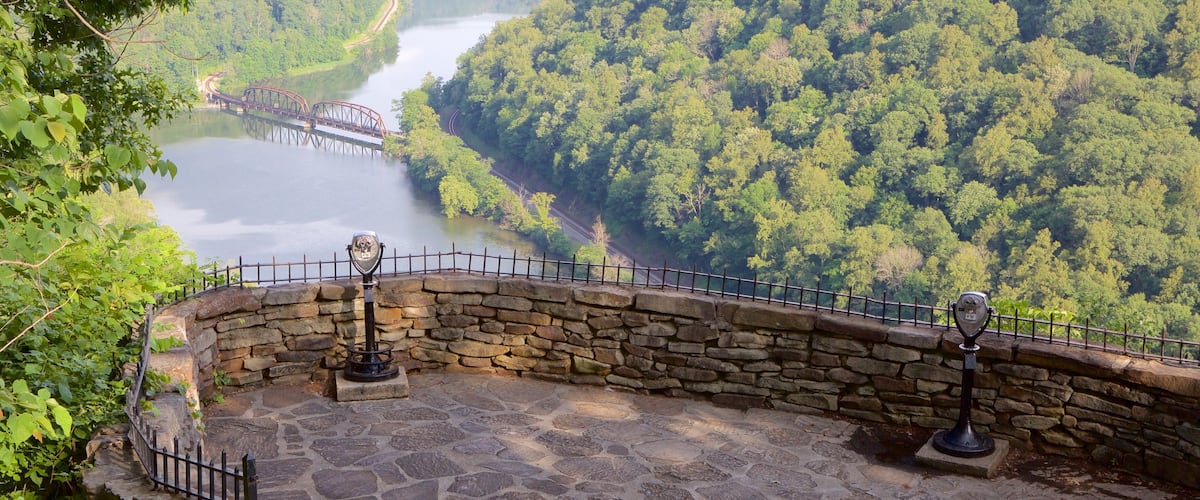 Hawks Nest State Park featuring a river or creek, views and tranquil scenes