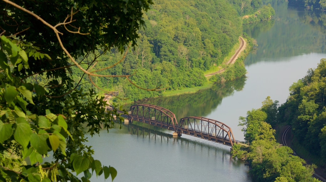 Hawks Nest State Park which includes a bridge, a river or creek and tranquil scenes