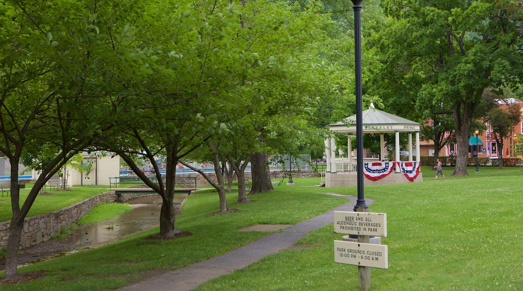 Berkeley Springs State Park which includes a garden and signage