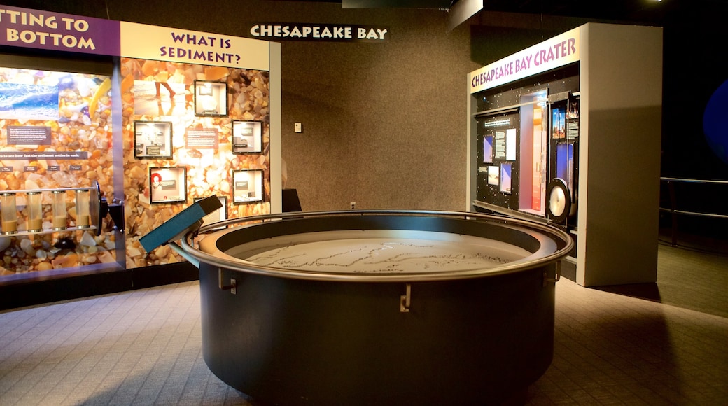 Virginia Aquarium and Marine Science Center which includes signage and interior views