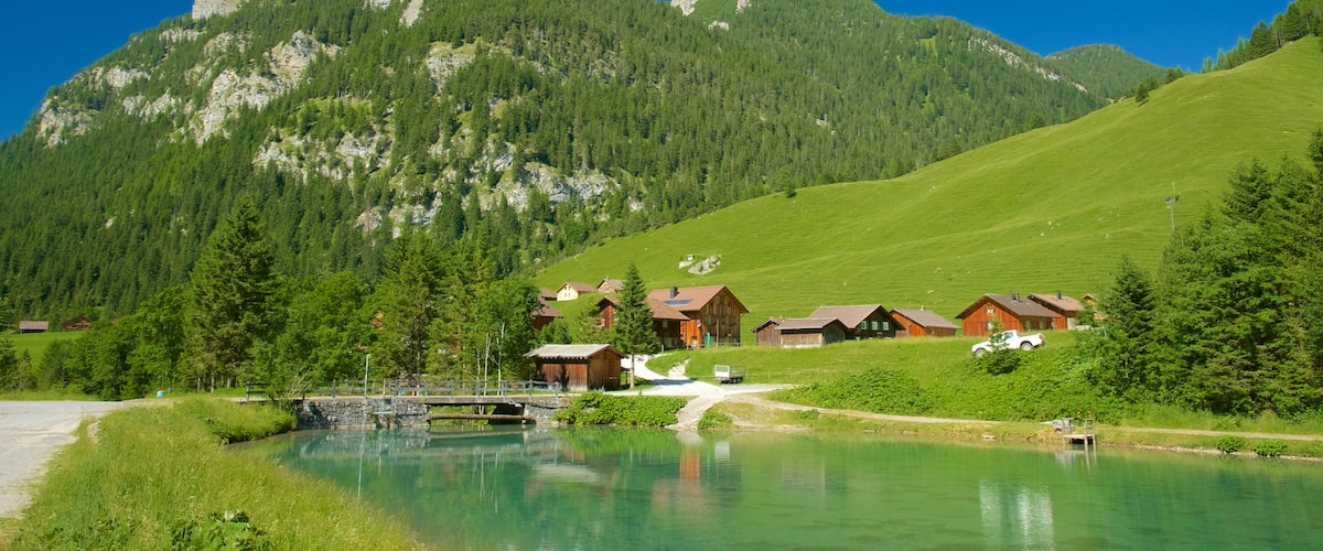 Malbun which includes a small town or village, tranquil scenes and mountains