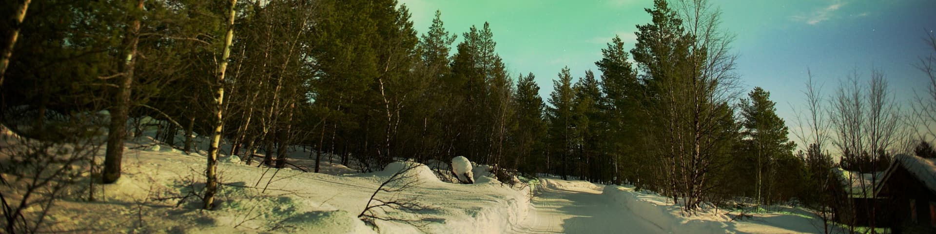 Kaaresuvanto showing northern lights and snow