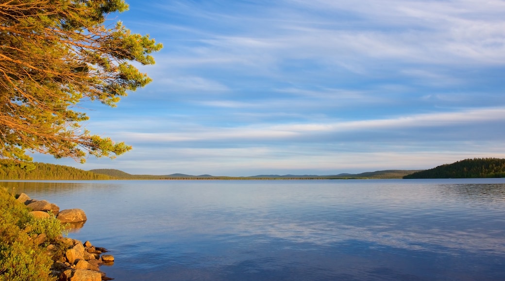 Inari welches beinhaltet See oder Wasserstelle und Landschaften