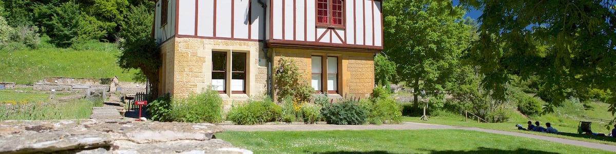 Chedworth Roman Villa showing a park and a house