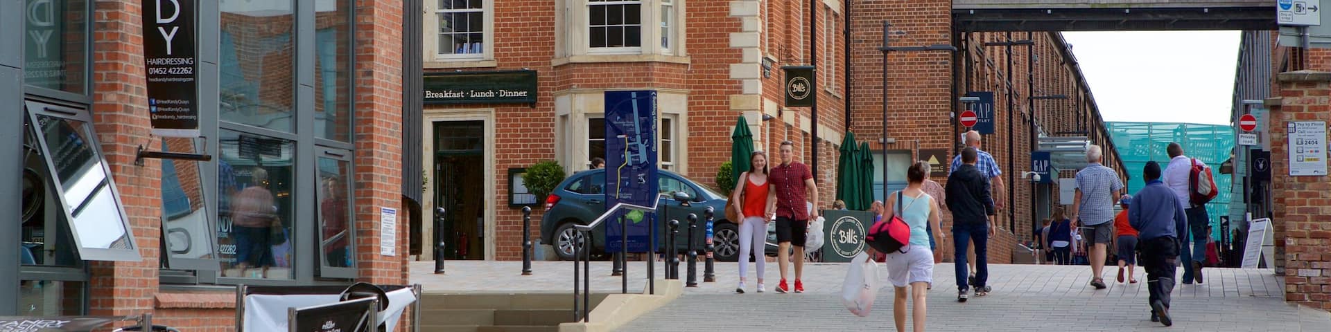 Merchants\' Quay showing shopping, street scenes and signage
