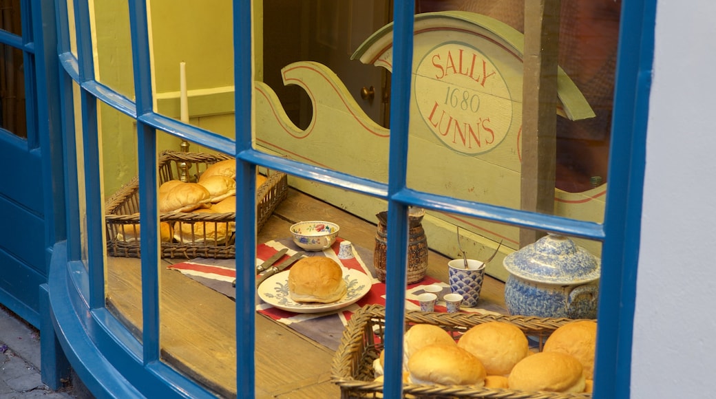 Sally Lunn\'s featuring food and signage