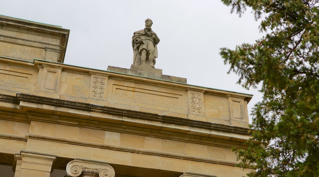 Pitville Pump Room which includes a statue or sculpture, heritage elements and heritage architecture