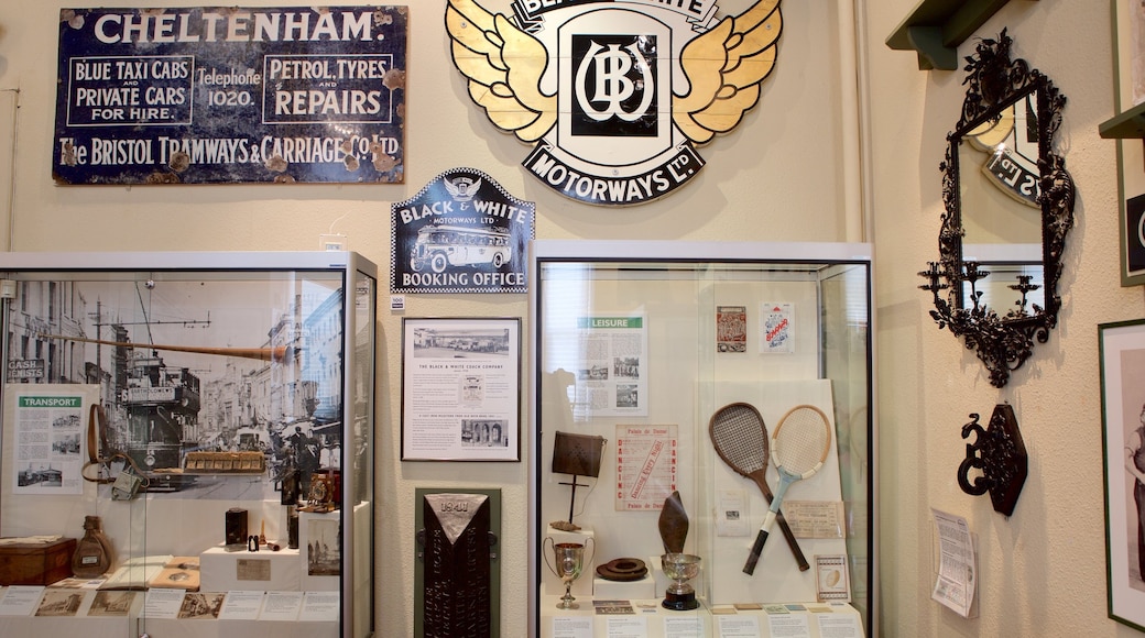 Cheltenham Art Gallery and Museum showing signage and interior views