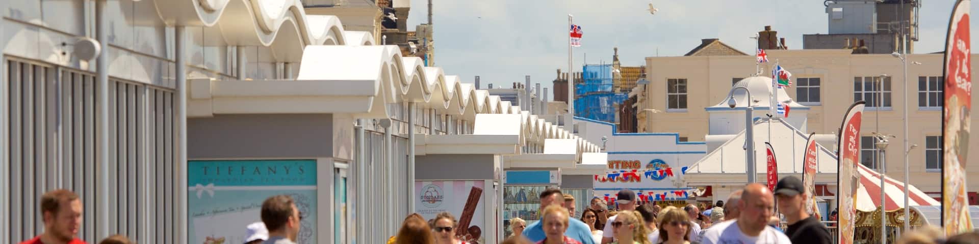 The Grand Pier which includes street scenes and views as well as a large group of people