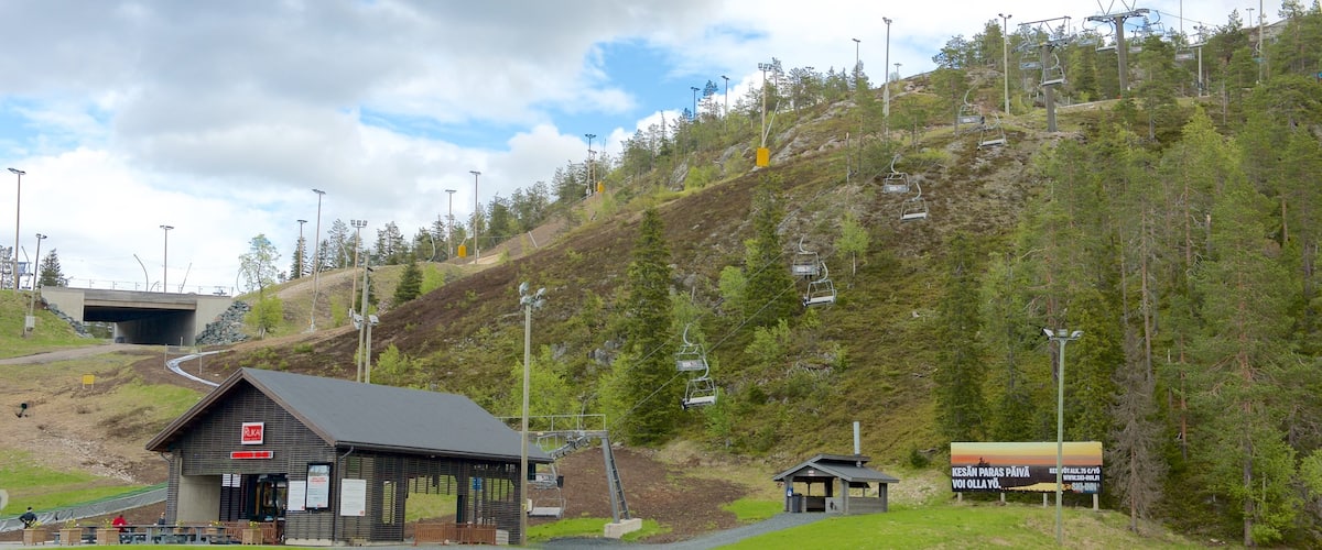 Rukatunturi which includes a lake or waterhole, a gondola and mountains