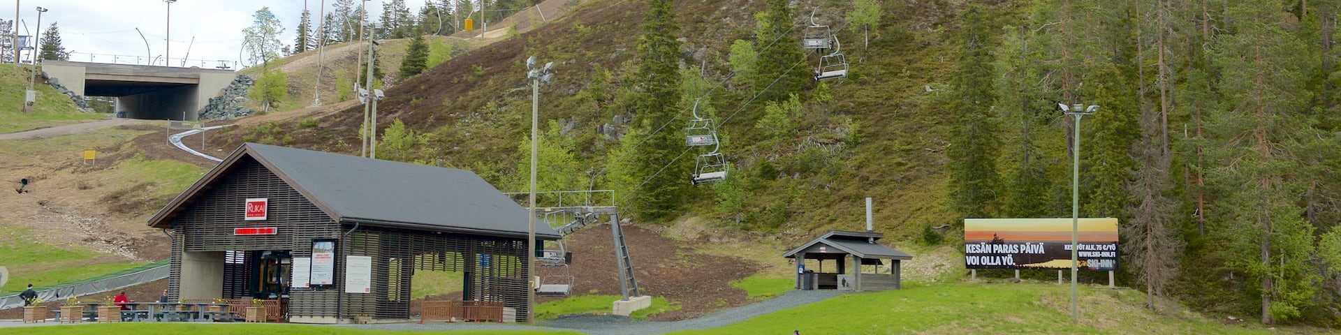 Rukatunturi which includes a lake or waterhole, a gondola and mountains