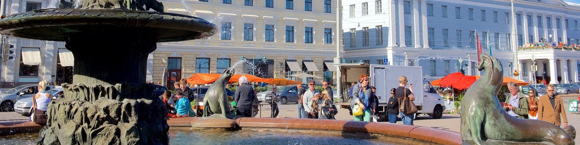 Kauppatori Market Square which includes a square or plaza, a fountain and a city