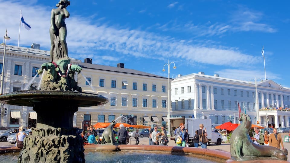 Kauppatori Market Square featuring a fountain, a square or plaza and a city