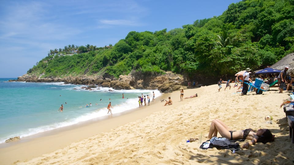 Playa de Carrizalillo que incluye natación, una playa de arena y costa rocosa