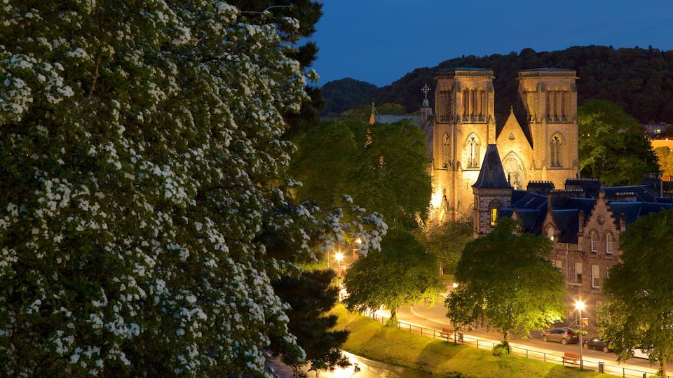 Inverness Cathedral featuring heritage elements, heritage architecture and night scenes