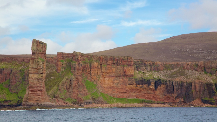 Old Man of Hoy featuring rugged coastline
