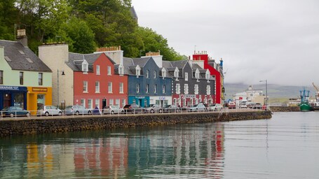 Isle of Mull showing a coastal town and a bay or harbor