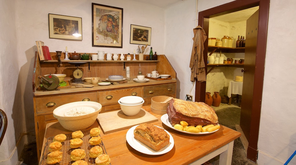 Duart Castle showing food, interior views and a house