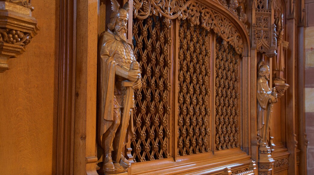 St. Magnus Cathedral showing heritage elements, interior views and a statue or sculpture