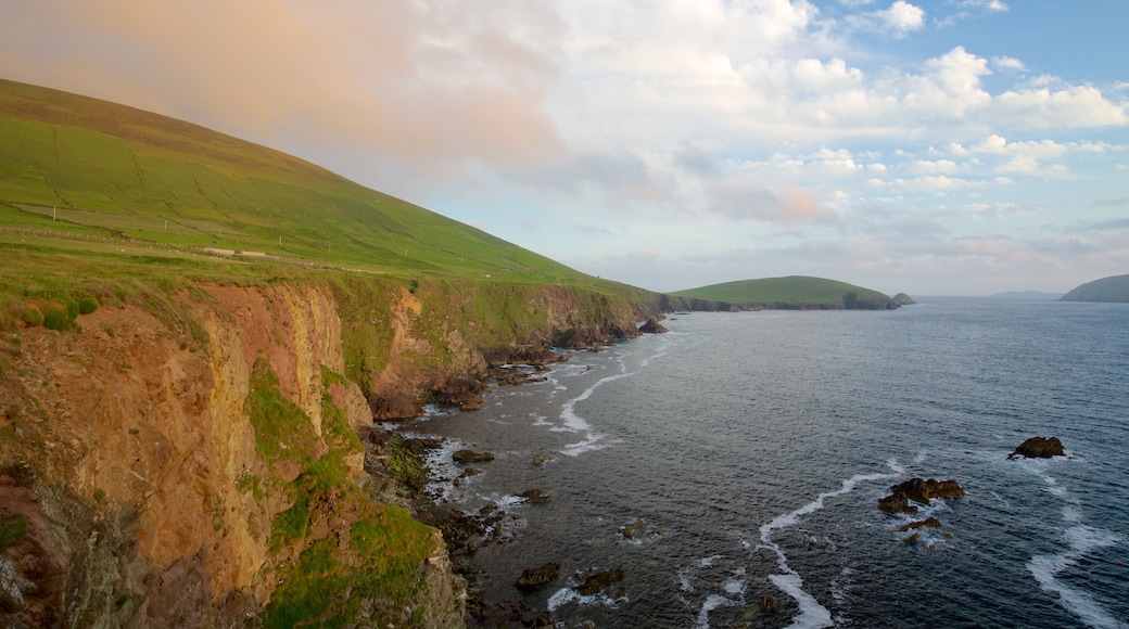 Slea Head mettant en vedette côte escarpée, scènes tranquilles et vues littorales