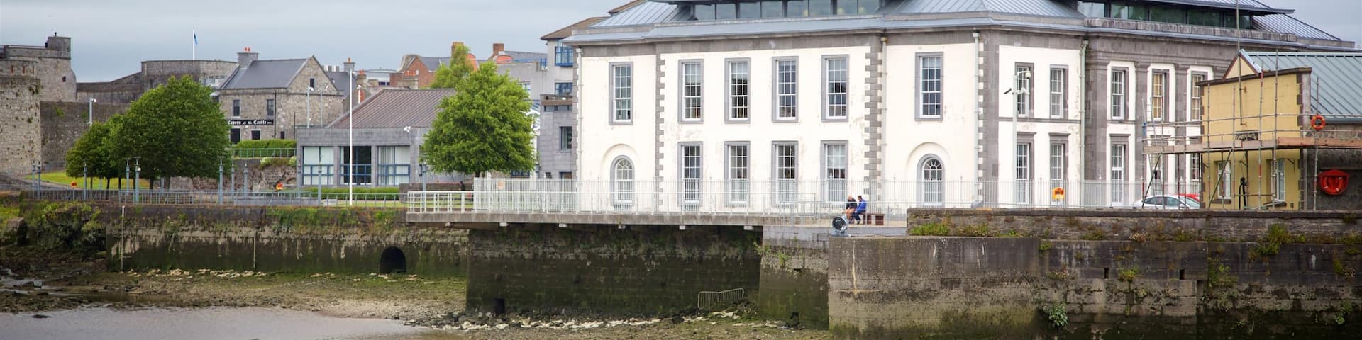 Limerick showing a marina and a river or creek