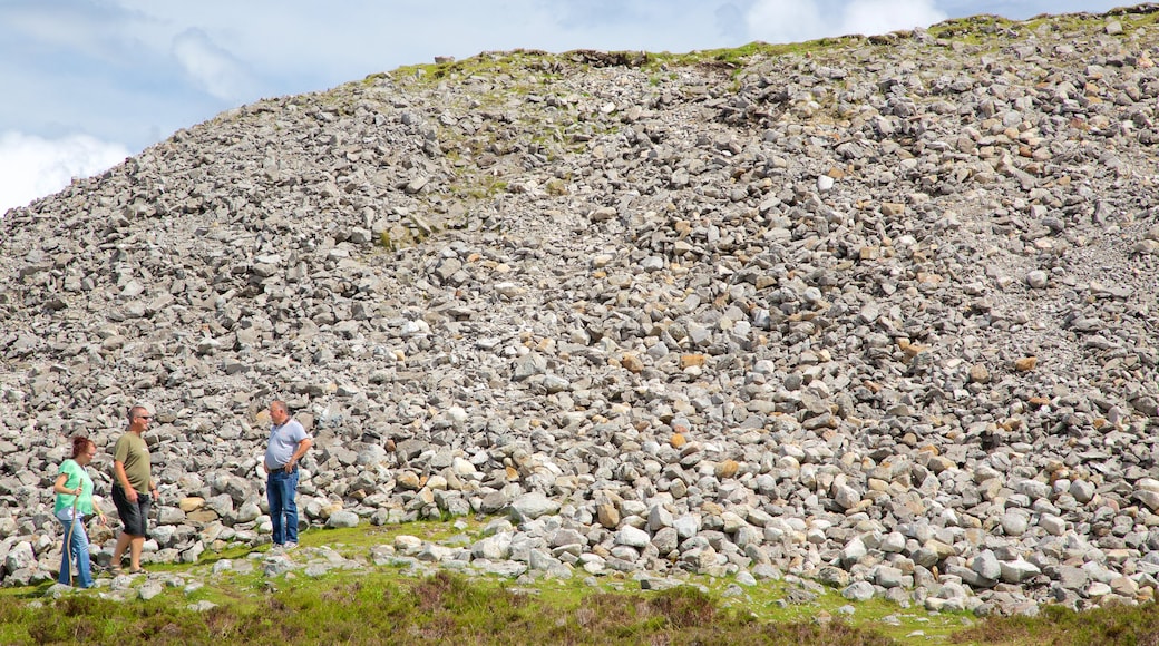 Knocknarea som viser fredfyldte omgivelser og bjerge såvel som en lille gruppe mennesker